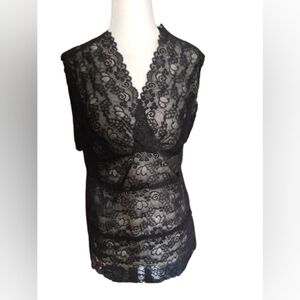 NWOT New York Collection Black Lace Short Sleeveless, Large